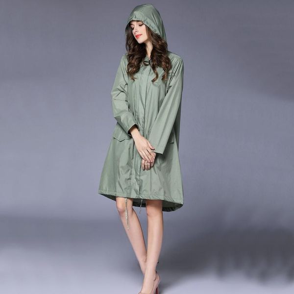 fashion women ladies light weight waterproof long raincoat breathable gift rain coat jacket hooded with jllzym